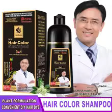 500ml 3 en 1 couleur de cheveux shampooing noir teinture pour cheveux couvrant les cheveux blancs shampooing noir plante teinture pour cheveux rapide crème de teinture pour cheveux style bricolage