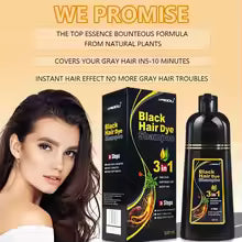 500ml 3 en 1 couleur de cheveux shampooing noir teinture pour cheveux couvrant les cheveux blancs shampooing noir plante teinture pour cheveux rapide crème de teinture pour cheveux style bricolage